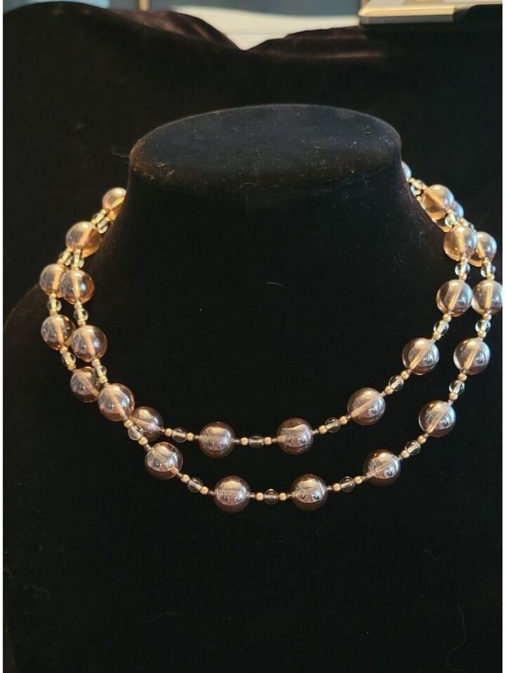 Brilliant VTG Smoky Glass Bead Necklace